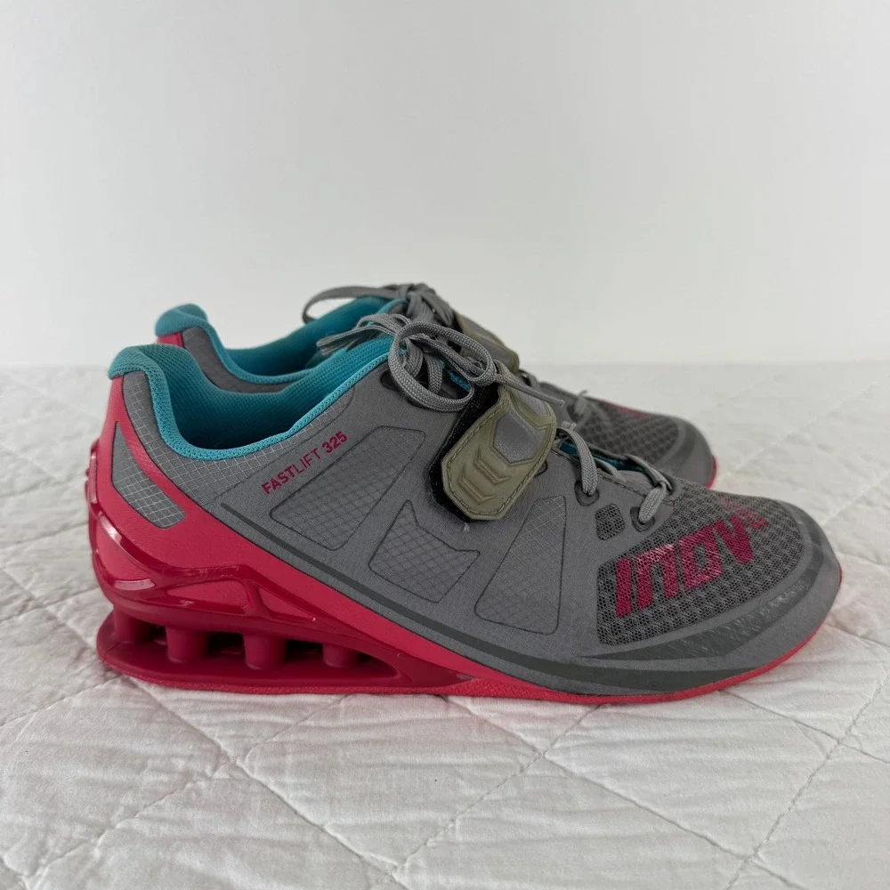 Inov 8 Fastlift 325 Women Shoes Grey Pink Teal Cross Trainer Weightlifting 9.5 - Picture 11 of 11